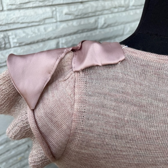 Mango Pink Mauve Woollen Top with satin bow on shoulders - Picture 7 of 7